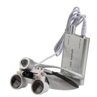   2.5X magnification binocular magnifier with LED headlight, gray