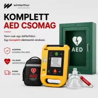   Defibrillátor csomag: AED 7000 magyar defibrillátor+ Riasztós fali kabin+ Hordtáska + CPR maszk