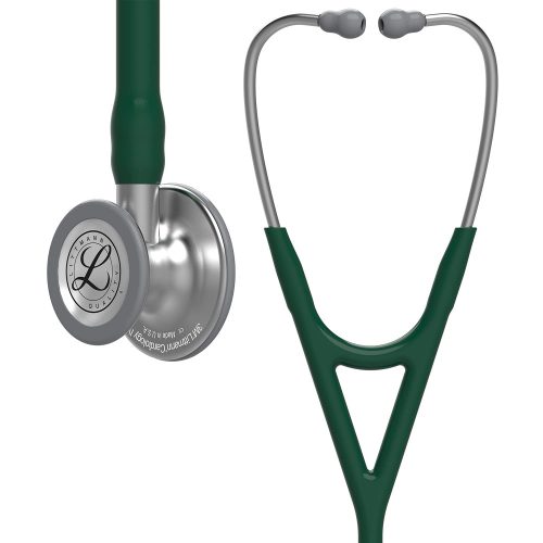 Stetoskop diagnostyczny 3M™ Littmann® Cardiology IV™, standardowa końcówka piersiowa, przewód w kolorze Hunter Green, nierdzewny trzon i słuchawka, 69 cm, 6155