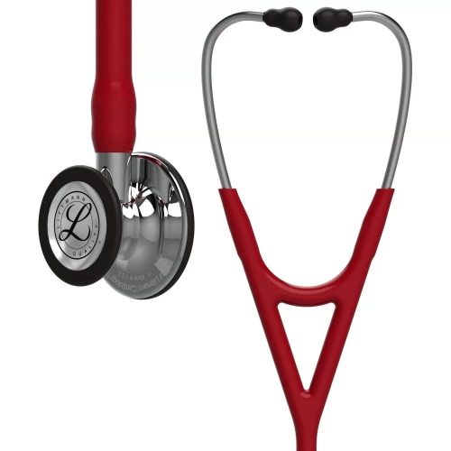 3M™ Littmann® Cardiology IV™ Diagnostic Stethoscope, Mirror-Finish Chestpiece and Stem, Burgundy Tube, Stainless Headset, 69 cm, 6170