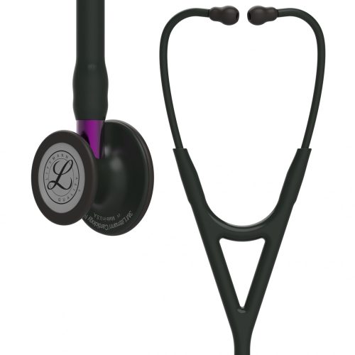 3M™ Littmann® Cardiology IV™ fonendoszkóp 6203, fekete cső, fekete hallgatófej, ibolyaszínű csőszár, fekete fejhallgató, 69cm