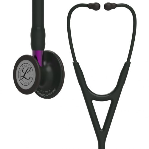 Stetoskop diagnostyczny 3M™ Littmann® Cardiology IV™, końcówka piersiowa z czarnym wykończeniem, czarny przewód, fioletowy trzon i czarna słuchawka, 69 cm, 6203