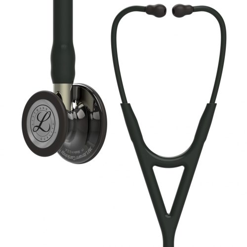 3M™ Littmann® Cardiology IV™ Stethoskop für die Diagnose, 6204, hochglänzendes Smoke-Finish Bruststück, schwarzer Schlauch, champagnerfarbener Schlauchanschluss und schwarzer Ohrbügel, 69 cm