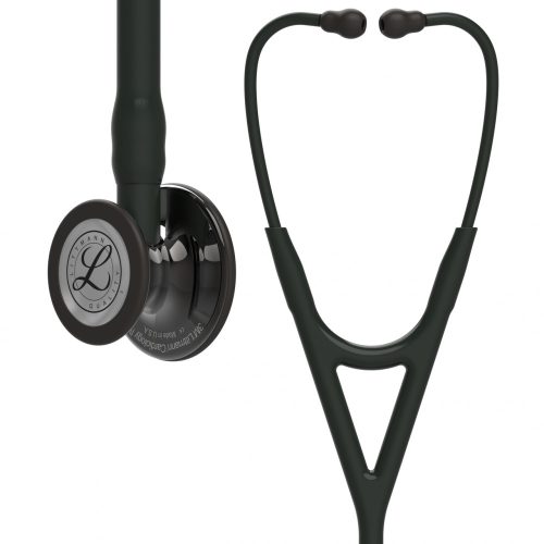 3M™ Littmann® Cardiology IV™ Stethoskop für die Diagnose, 6232, hochglänzendes, Smoke-Finish Bruststück, Schlauch, Schlauchanschluss und Ohrbügel in Schwarz, 69 cm