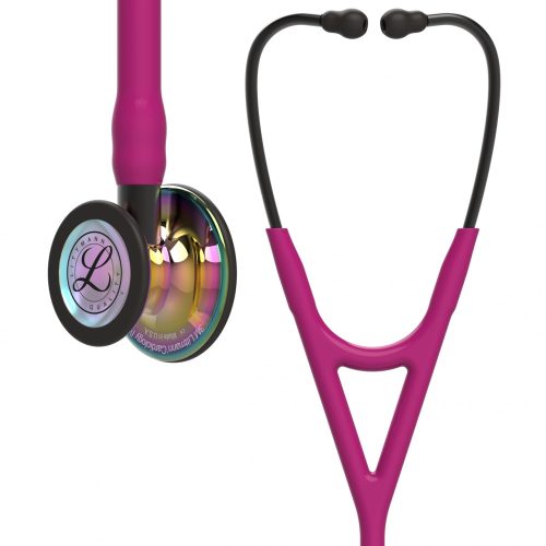 3M™ Littmann® Cardiology IV™ fonendoszkóp 6241, málnaszínű cső, szivárványos hallgatófej, füstszínű csőszár, füstszínű fejhallgató, 69cm