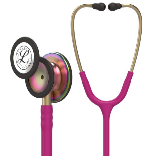 3M Littmann® Classic III Stethoskop himbeerfarbener Schlauch, Regenbogen-Hörkopf 5806