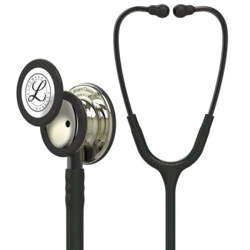 3M™ Littmann® Classic III™ Fonendoszkóp 5861, fekete cső, füstszínű szár és fejhallgató, pezsgőszín hallgatófej, 69cm