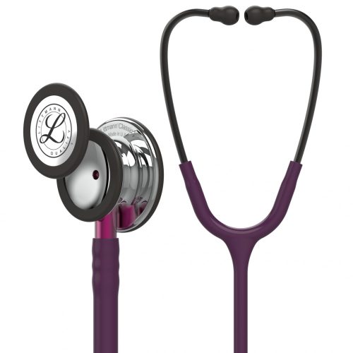 3M™ Littmann® Classic III™ fonendoszkóp 5960, szilvakék cső, tükörcsiszolású hallgatófej, rózsaszín csőszár, füstszínű fejhallgató, 69cm