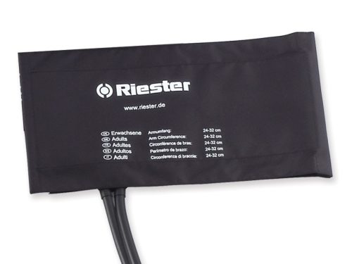 Black velcro blood pressure cuff Riester. Adult size/ 2 tubes