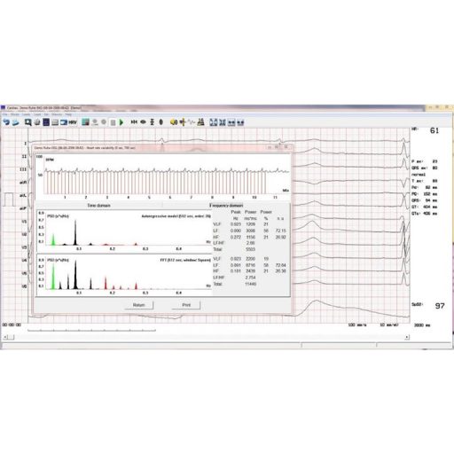 Terheléses EKG rendszer, vezeték nélküli Cardiax EKG-val, Sanabike 1000 beépített vérnyomásmérős kerékpár ergométerrel