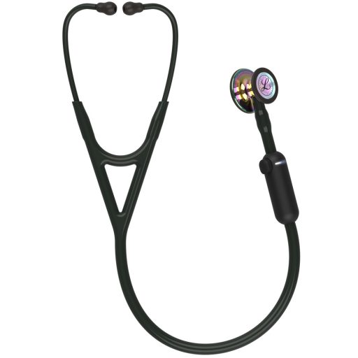 3M™ Littmann® CORE Digital Stethoscope, 8572, High Polish Rainbow Chestpiece, Black Tube, Stem and Headset, 69 cm