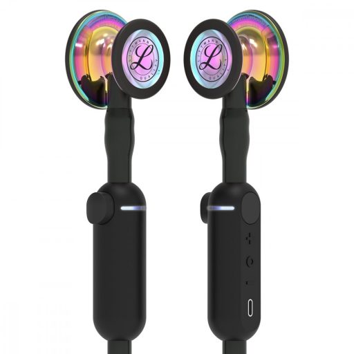 3M™ Littmann® CORE Digital Stethoscope, 8572, High Polish Rainbow Chestpiece, Black Tube, Stem and Headset, 69 cm