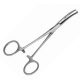 Stainless steel curved, hooked vascular forceps - 14 cm