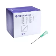   BD Microlance 3 hypodermic needle 21G green, 0.8 x 25 mm (1"), 100 pcs/box, Ref: 301156