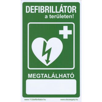   Defibrillator indicator sticker with the inscription "Defibrillator in the area"