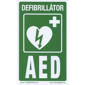   Defibrillator indicator plastic sign with the inscription "Defibrillator - AED"