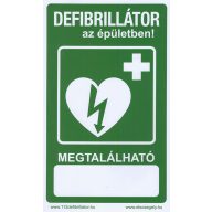   Aufkleber mit Defibrillator-Indikator mit der Aufschrift "Defibrillator im Gebäude"