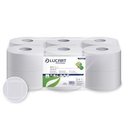 Toilettenpapier, Toilettenpapier Lucart Eco 19 J, 2-lagig, 19cm Durchmesser, Zellulose, 120 Meter, 12 Rollen