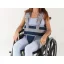 Patient restraint belt with perineal shoulder straps and magnetic closure, 40 x 16 x 150 cm