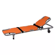 2-in-1 Foldable Stretcher Chair, Orange, with Two Wheels