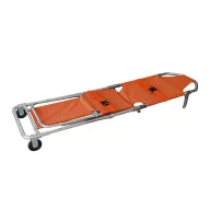2-in-1 Foldable Stretcher Chair, Orange, with Two Wheels
