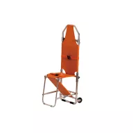 2-in-1 Foldable Stretcher Chair, Orange, with Two Wheels