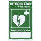 Defibrillator indicator plastic sign with the inscription "Defibrillator in the field"