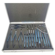   Titanium instrument set, micro forceps, scissors, needles - 21 pieces coagulator