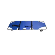   Foldable Stretcher with Two Wheels, Securing Straps and Adjustable Backrest