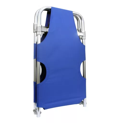 Foldable Stretcher with Two Wheels, Securing Straps and Adjustable Backrest
